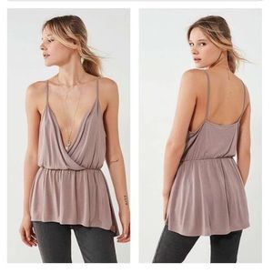 UO Taupe Surplice Tank